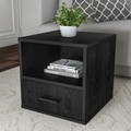 Hastings Home End Table, Stackable Contemporary Minimalist Cube Accent Table with Drawer Home/Office (Black) 878142SWD